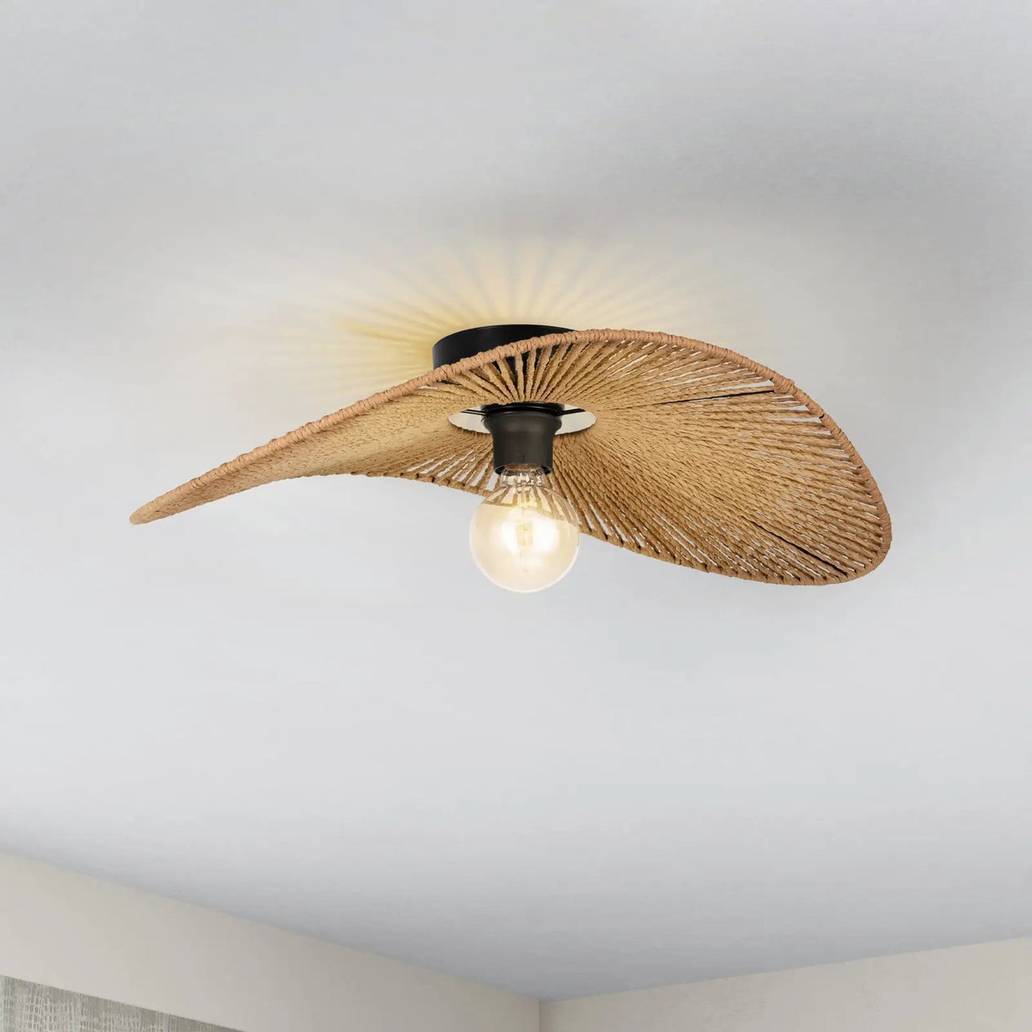 Siruela ceiling light, brown, 56 x 40 cm, paper cord, E27