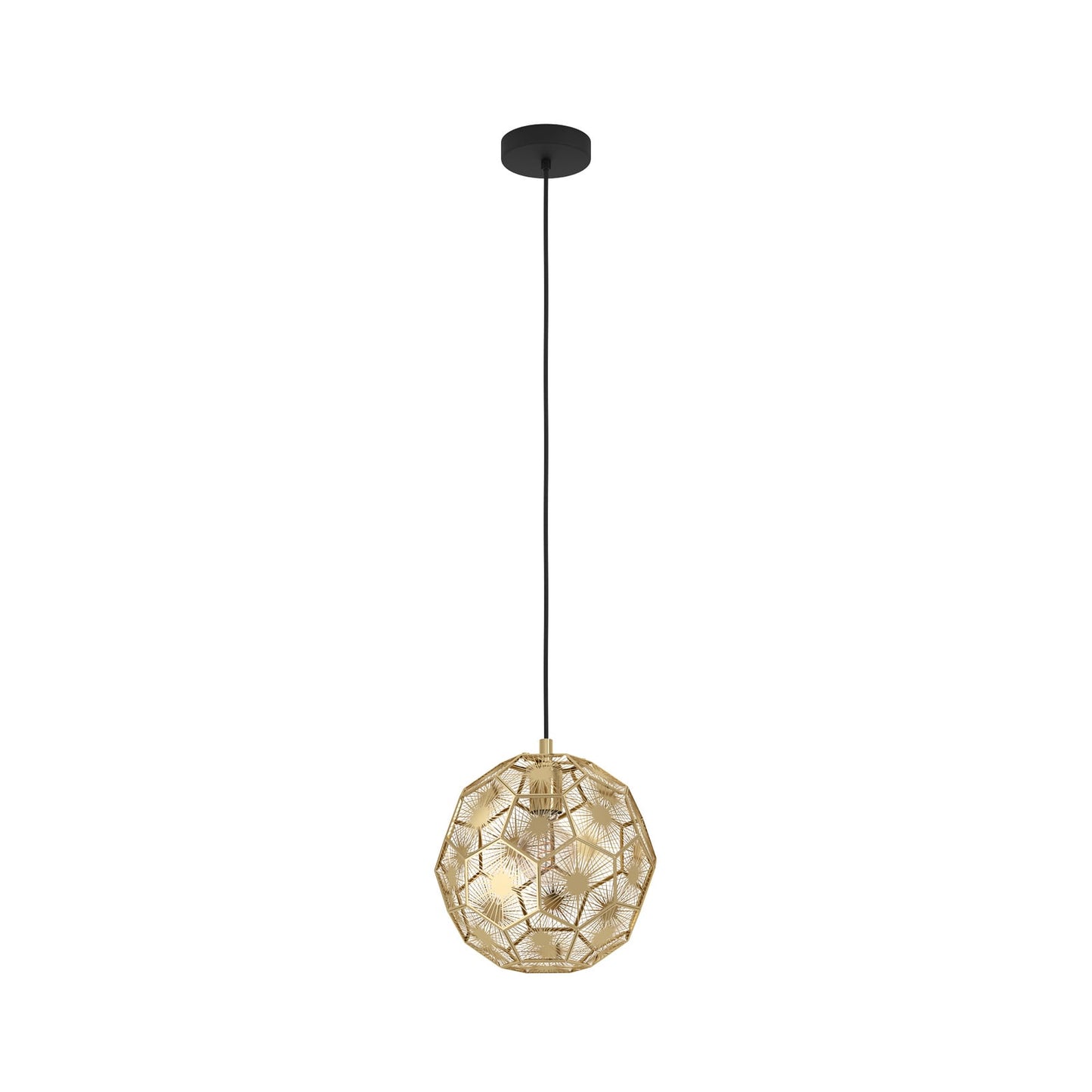 Skoura pendant light, brass-coloured, Ø 30 cm, steel, E27