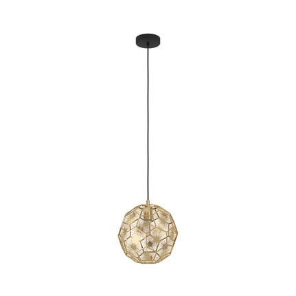 Skoura pendant light, brass-coloured, Ø 30 cm, steel, E27