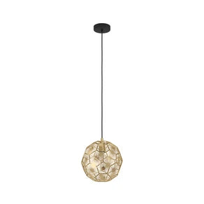 Skoura pendant light, brass-coloured, Ø 30 cm, steel, E27