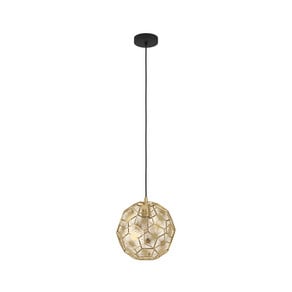 Skoura pendant light, brass-coloured, Ø 30 cm, steel, E27
