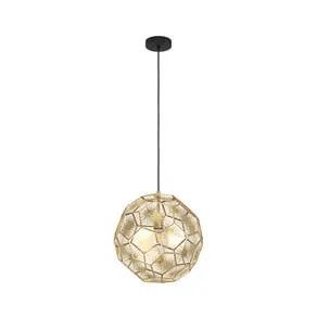 Skoura pendant light, brass-coloured, Ø 41 cm, steel, E27
