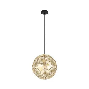 Skoura pendant light, brass-coloured, Ø 41 cm, steel, E27