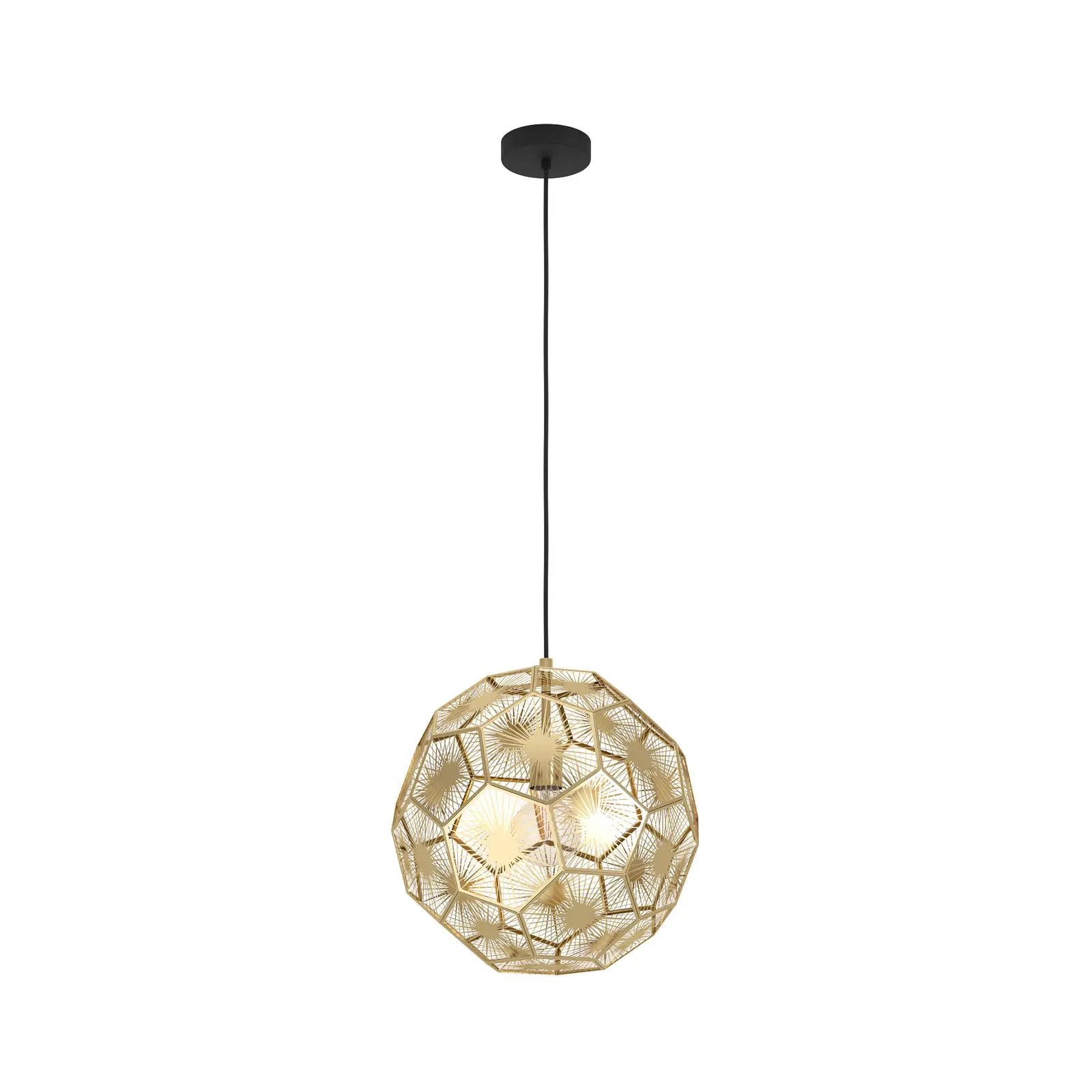 Skoura pendant light, brass-coloured, Ø 41 cm, steel, E27