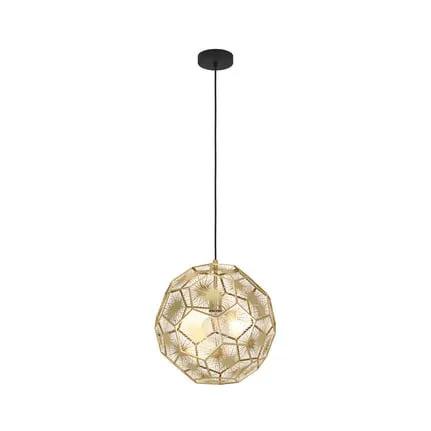 Skoura pendant light, brass-coloured, Ø 41 cm, steel, E27