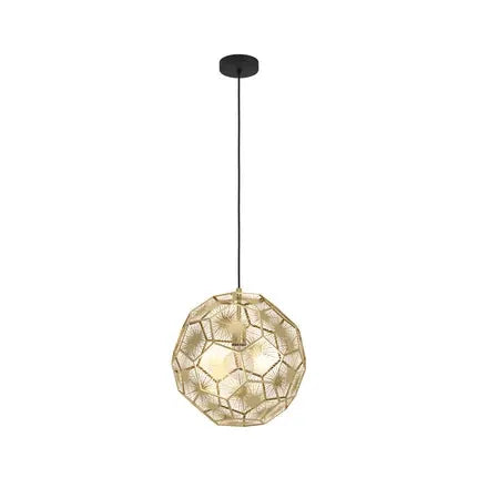 Skoura pendant light, brass-coloured, Ø 41 cm, steel, E27