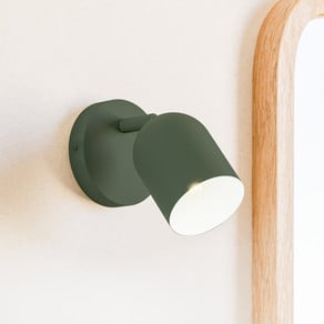 Tilston wall spotlight, dark green, Ø 9 cm, steel, E14