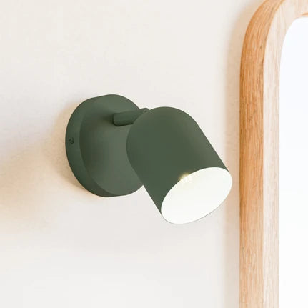 Tilston wall spotlight, dark green, Ø 9 cm, steel, E14