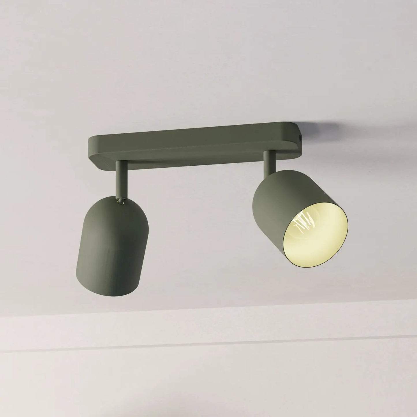 Ceiling spotlight Tilston, dark green, length 28 cm, 2-bulb steel