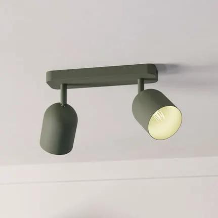 Ceiling spotlight Tilston, dark green, length 28 cm, 2-bulb steel