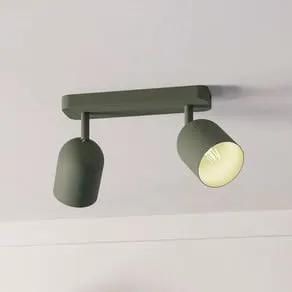 Ceiling spotlight Tilston, dark green, length 28 cm, 2-bulb steel