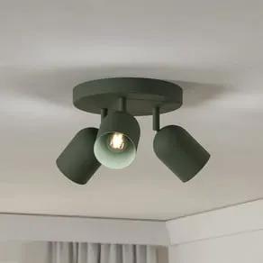 Tilston ceiling spotlight, dark green, Ø 25 cm, 3-bulb, steel