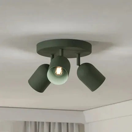 Tilston ceiling spotlight, dark green, Ø 25 cm, 3-bulb, steel