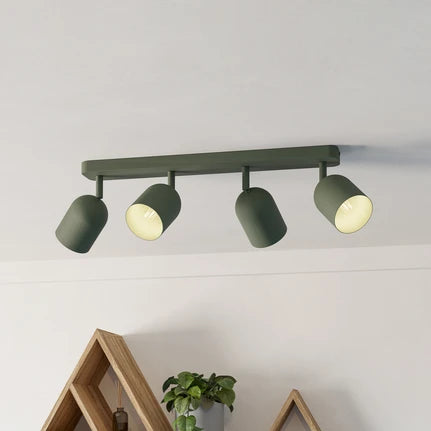 Tilston ceiling spotlight, dark green, length 58 cm, 4-bulb steel