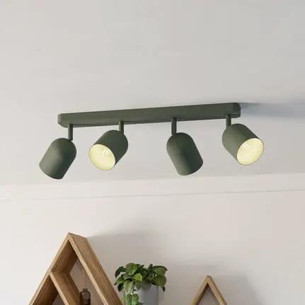 Tilston ceiling spotlight, dark green, length 58 cm, 4-bulb steel