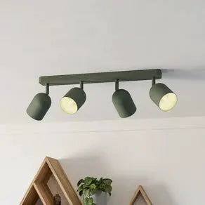 Tilston ceiling spotlight, dark green, length 58 cm, 4-bulb steel