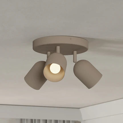 Tilston ceiling spotlight, beige, Ø 25 cm, 3-bulb, steel