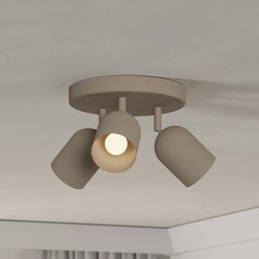 Tilston ceiling spotlight, beige, Ø 25 cm, 3-bulb, steel