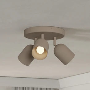 Tilston ceiling spotlight, beige, Ø 25 cm, 3-bulb, steel