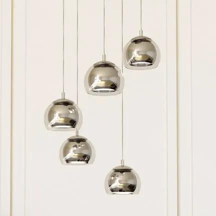 Rocamar 1 pendant light, chrome, Ø 59 cm, 5-bulb, metal/glass
