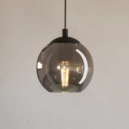 Ariscani pendant light, smoky grey, Ø 20 cm, glass, E27