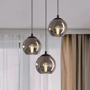 Ariscani pendant light, smoke grey, Ø 43 cm, 3-bulb, glass, E27
