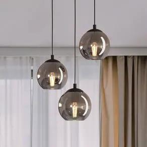 Ariscani pendant light, smoke grey, Ø 43 cm, 3-bulb, glass, E27