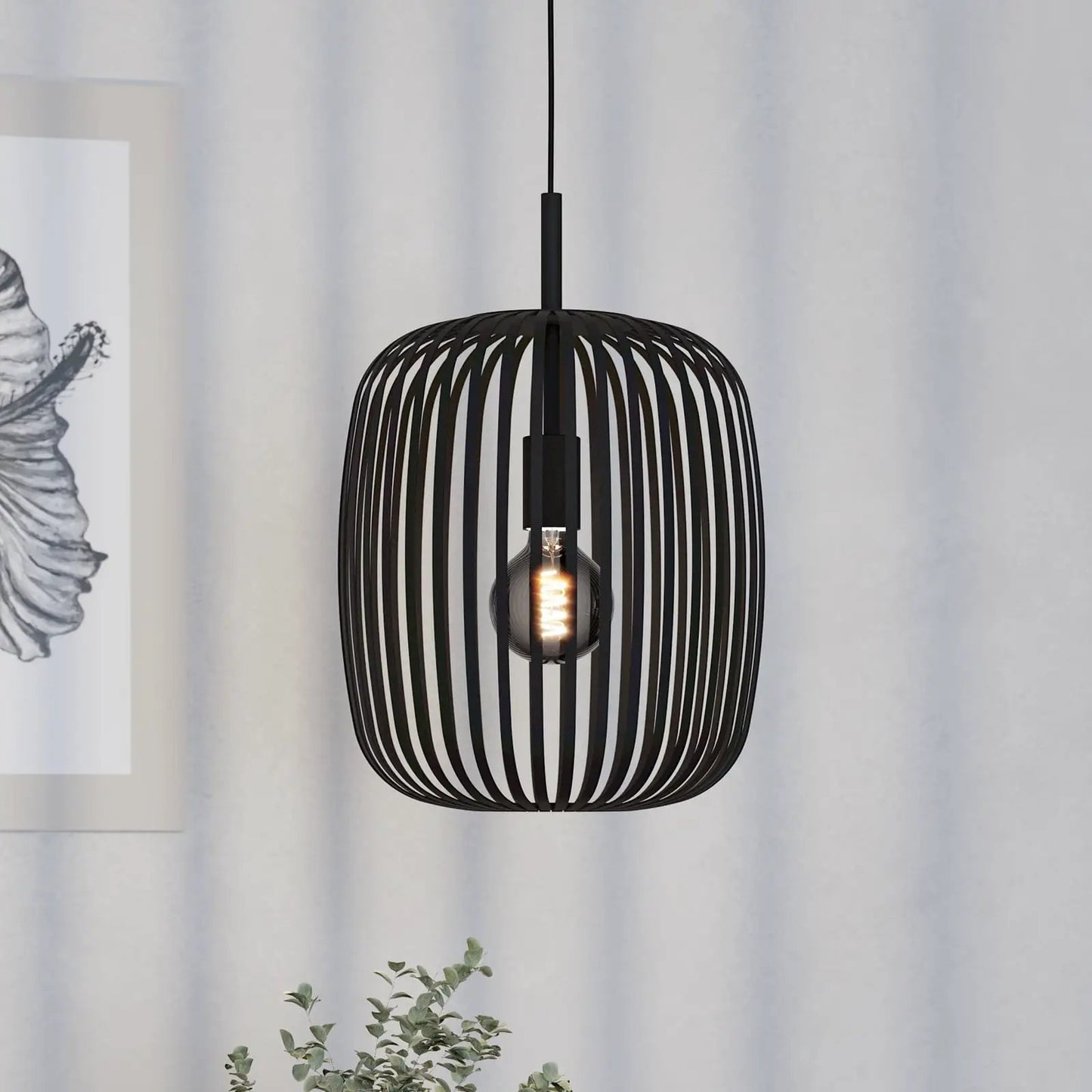 Romazzina pendant light, black, Ø 33 cm, metal, E27
