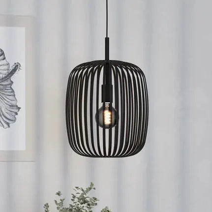 Romazzina pendant light, black, Ø 33 cm, metal, E27