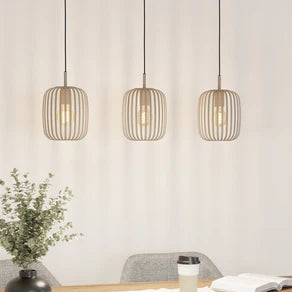 Romazzina pendant light, beige, length 90 cm, 3-bulb, metal