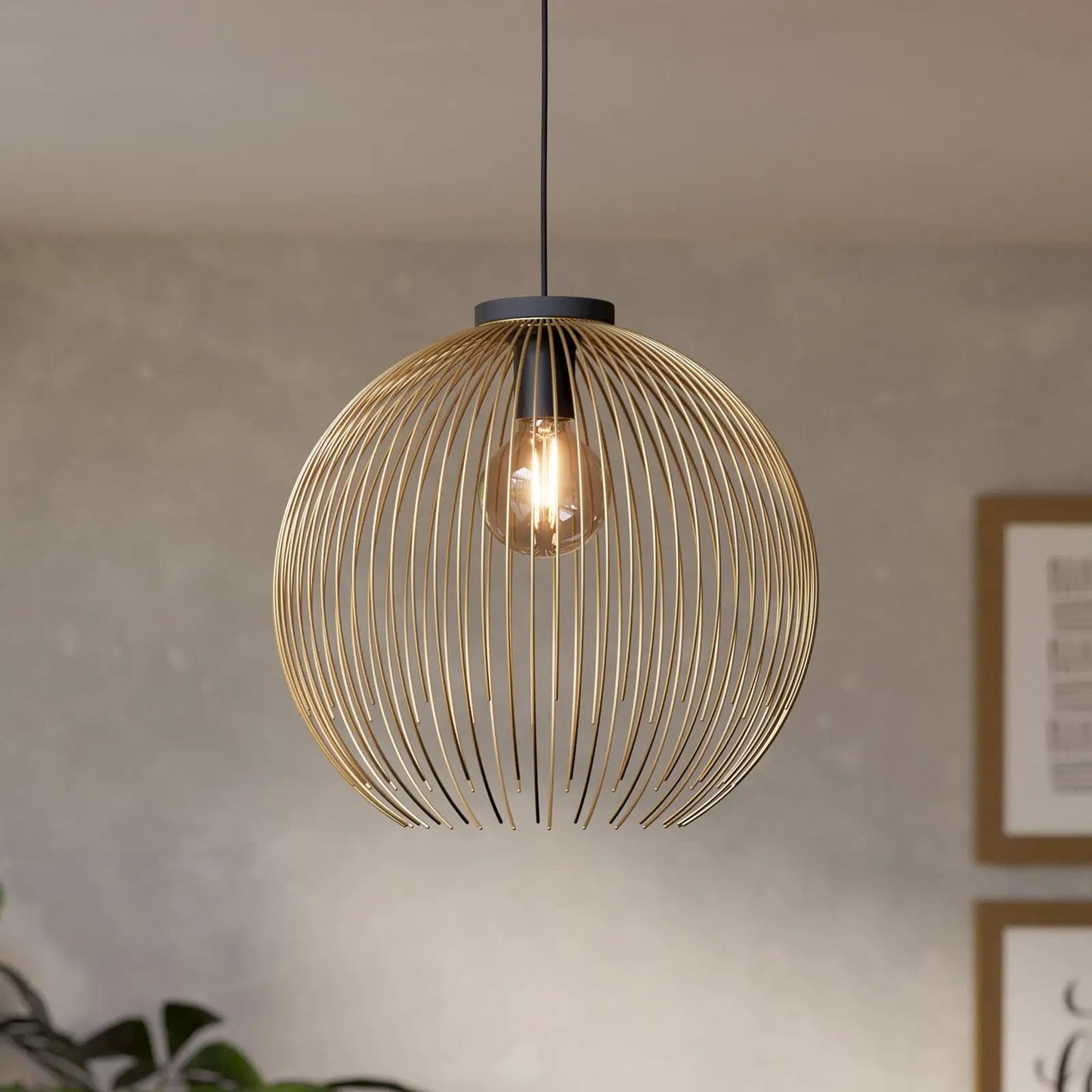 VENEZUELA pendant light, gold/black, Ø 40 cm, metal, E27