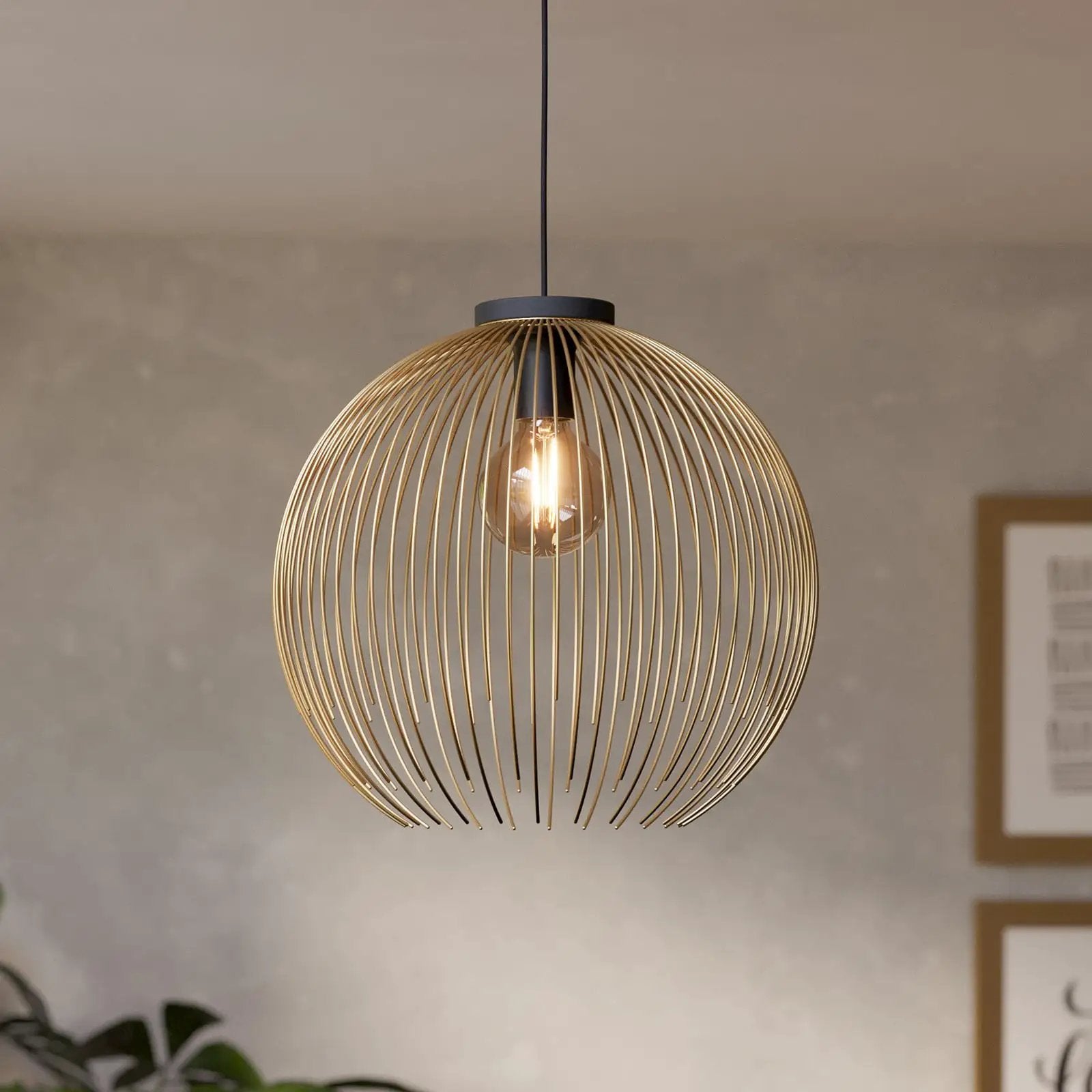 VENEZUELA pendant light, gold/black, Ø 40 cm, metal, E27