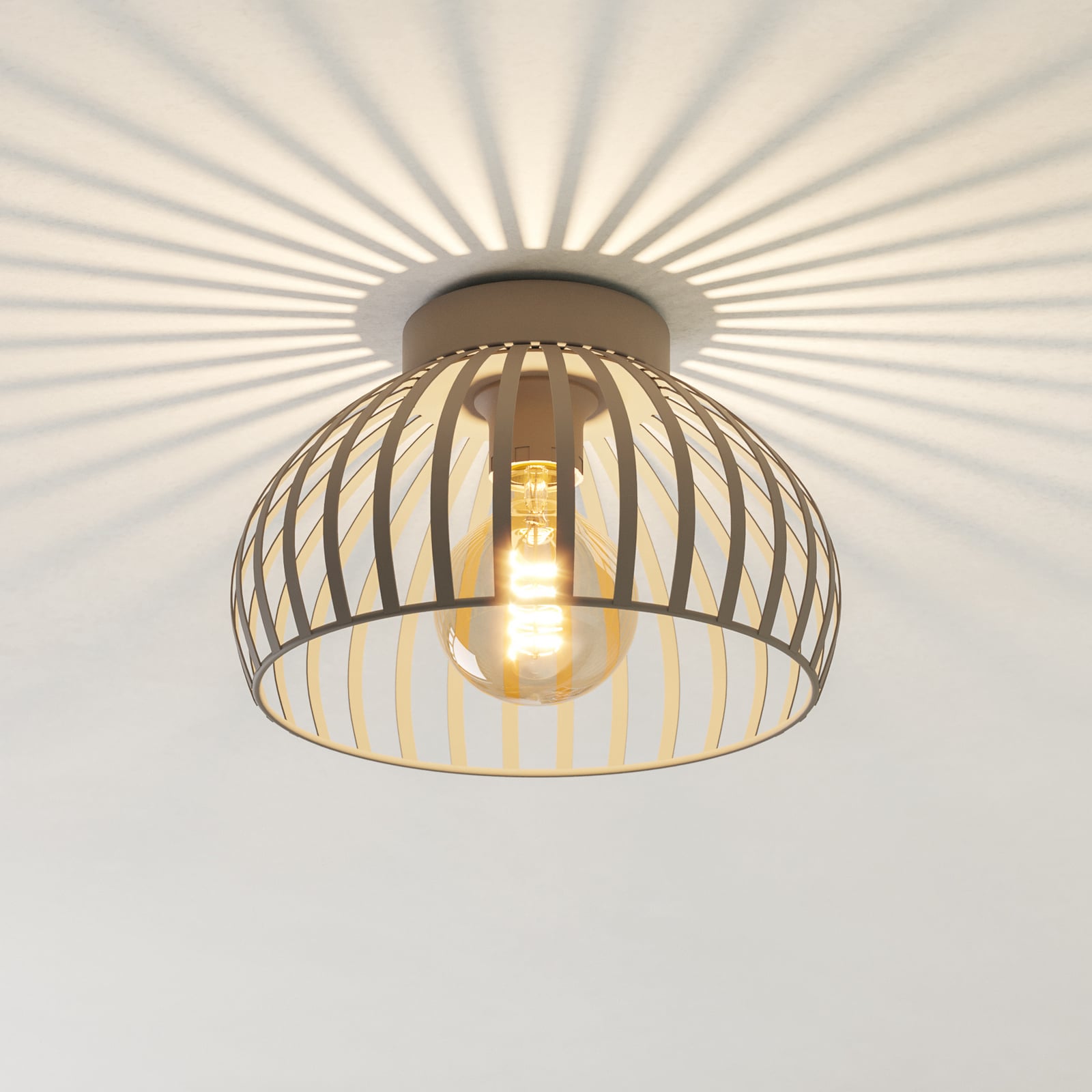 Mogano 3 ceiling light, beige, Ø 28 cm, metal, E27