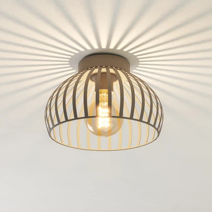 Mogano 3 ceiling light, beige, Ø 28 cm, metal, E27