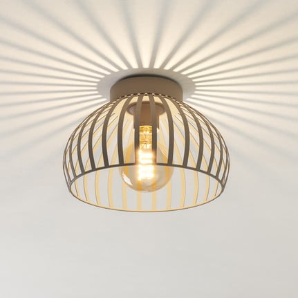 Mogano 3 ceiling light, beige, Ø 28 cm, metal, E27