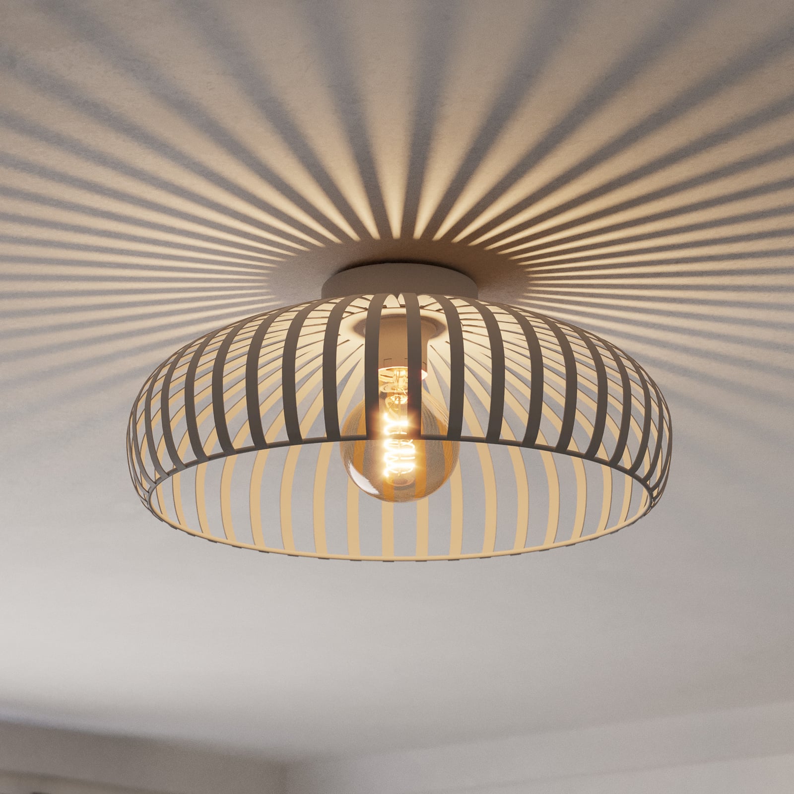 Mogano 3 ceiling light, beige, Ø 43 cm, metal, E27