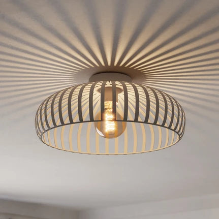 Mogano 3 ceiling light, beige, Ø 43 cm, metal, E27