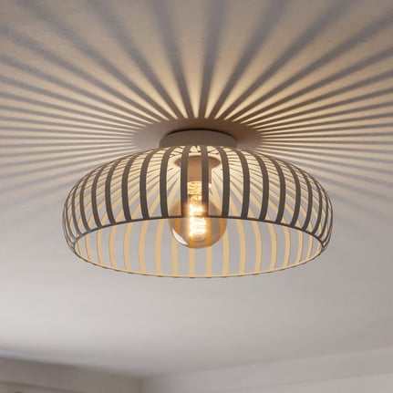Mogano 3 ceiling light, beige, Ø 43 cm, metal, E27