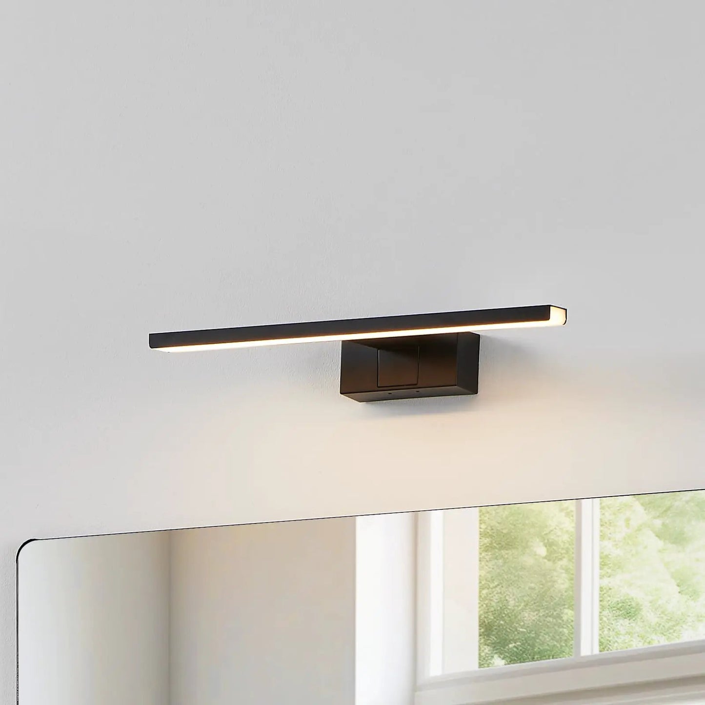 Conettilla LED wall light, black, width 40 cm, IP44, CCT