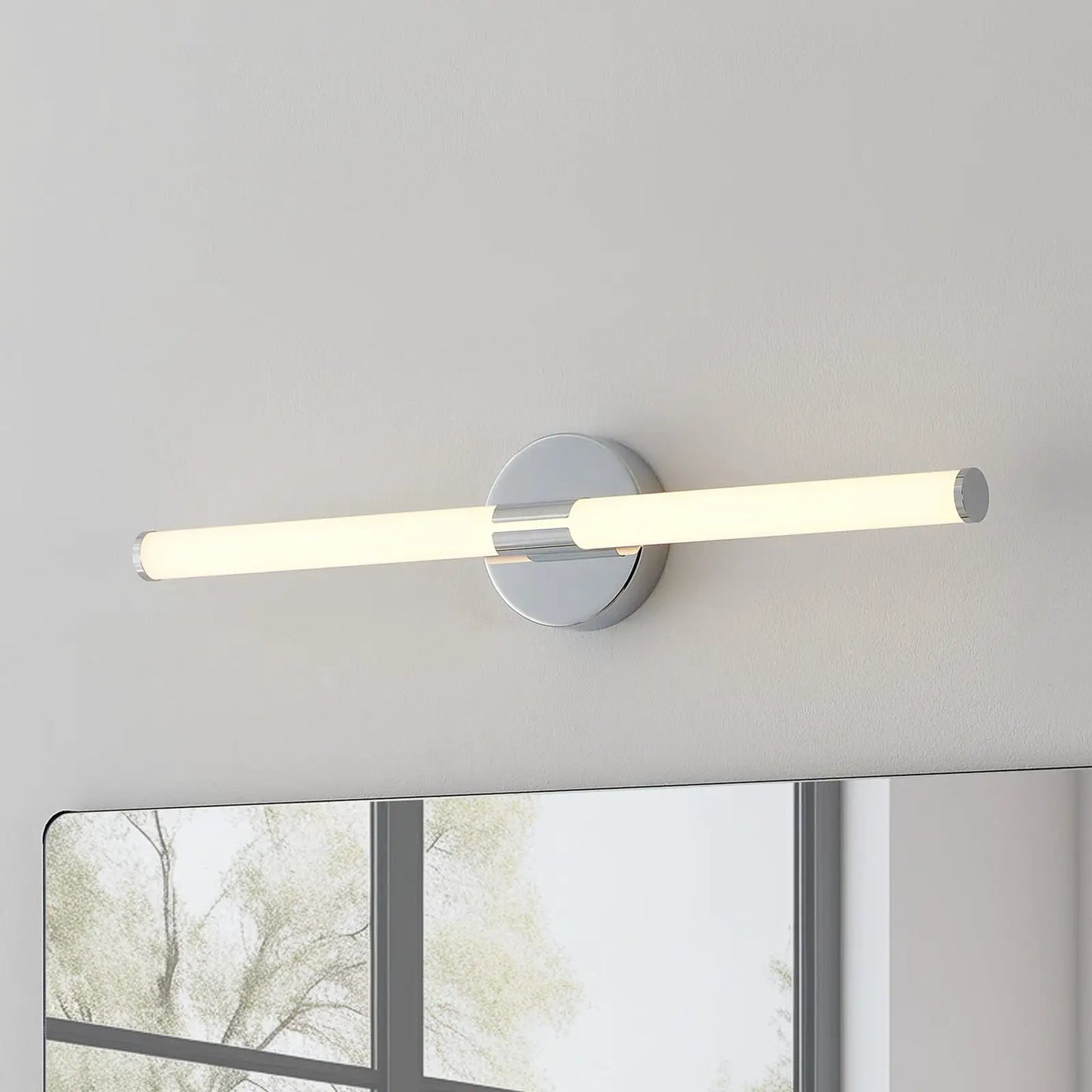 Ramola LED wall light, chrome-coloured, width 60 cm, IP44, CCT