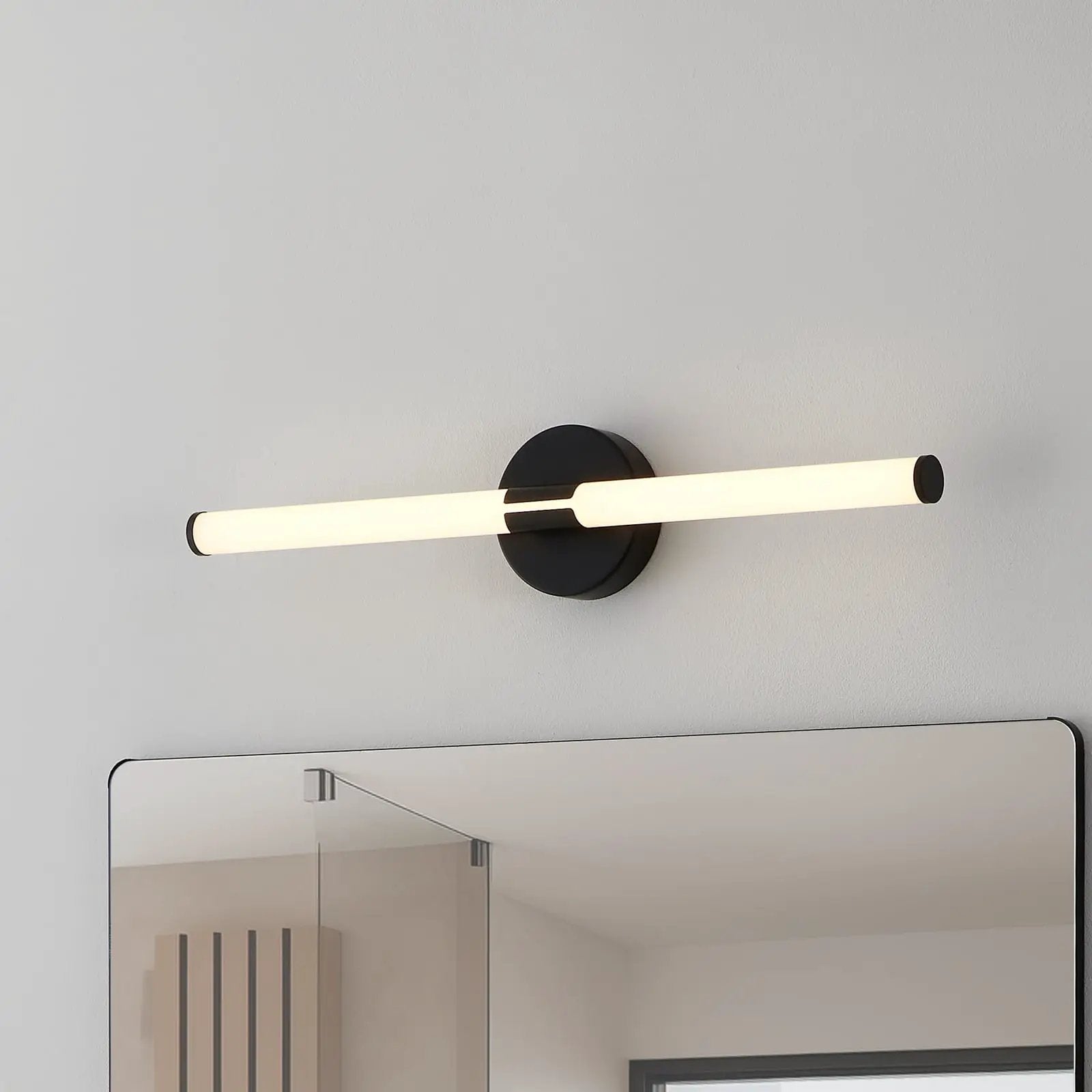 Ramola LED wall light, black, width 60 cm, IP44, CCT