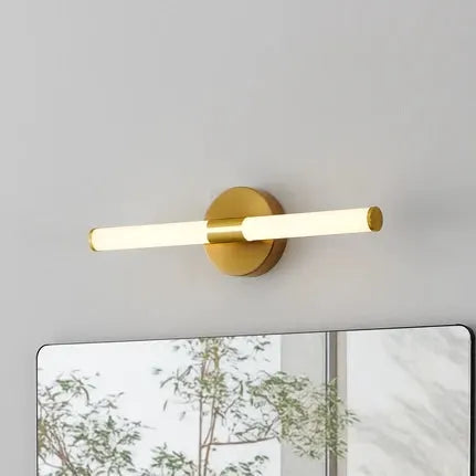 Ramola LED wall lamp, brass colour, width 45 cm, IP44, CCT