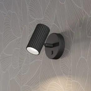 Portillo wall spotlight, black, height 11 cm, metal, GU10