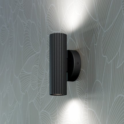 Portillo wall lamp, black, height 20 cm, 2-bulb metal, GU10