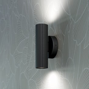 Portillo wall lamp, black, height 20 cm, 2-bulb metal, GU10