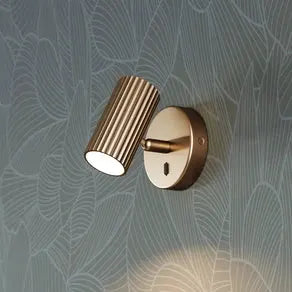 Portillo wall spotlight, brass, height 11 cm, metal, GU10