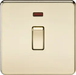 ML Polished Brass 20A 1G DP Switch with Neon - Polished Brass - ML Polished Brass 20A 1G DP Switch with Neon - Polished Brass