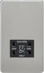 Brushed Chrome ML 115V/230V Dual Voltage Shaver Socket - Brushed Chrome with Black Insert - Electrical Brushed Chrome ML 115V/230V Dual Voltage Shaver Socket - Brushed Chrome with Black Insert Electrical