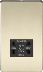 ML Polished Brass 115V/230V Dual Voltage Shaver Socket - Polished Brass with Black Insert - ML Polished Brass 115V/230V Dual Voltage Shaver Socket - Polished Brass with Black Insert