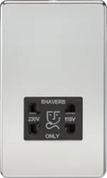 ml Polished chrome 115V/230V Dual Voltage Shaver Socket - Polished Chrome with Black Insert - ml Polished chrome 115V/230V Dual Voltage Shaver Socket - Polished Chrome with Black Insert